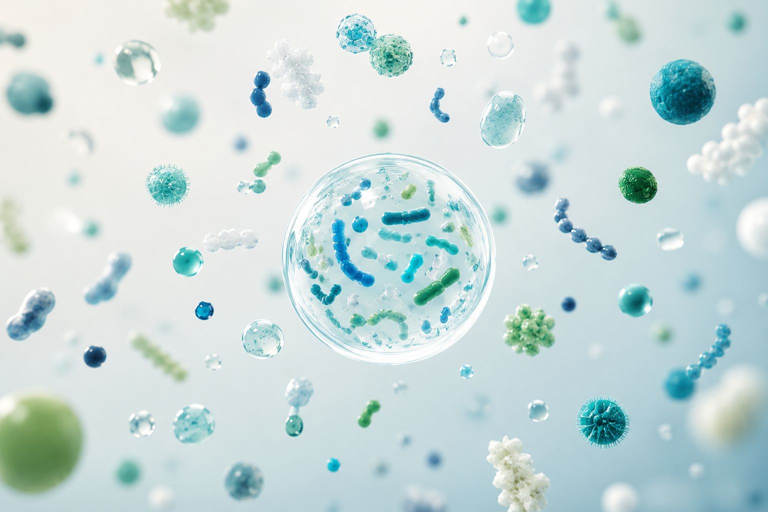 Illustration of a diverse microbial ecosystem